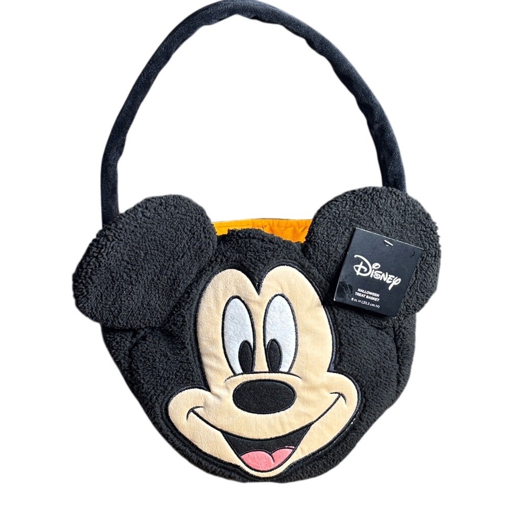 Disney Boys Mickey Mouse Halloween Bag Basket w/orange liner Plush GIFT NEW